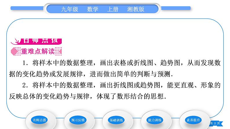 湘教版九年级数学上第5章用样本推断总体5.2 统计的简单应用第2课时对事物的发展趋势做出判断和预测习题课件02