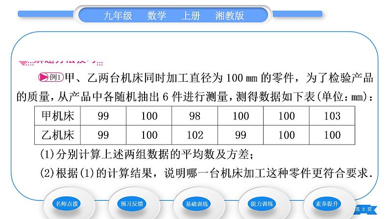 湘教版九年级数学上第5章用样本推断总体5.1总体平均数与方差的估计习题课件第3页