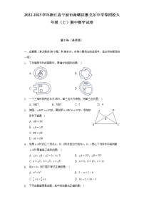 浙江省宁波市海曙区雅戈尔中学等四校2022-2023学年八年级上学期期中数学试卷(含答案)