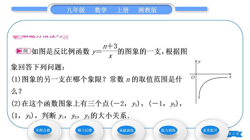 湘教版九年级数学上第1章反比例函数1.2反比例函数的图象与性质第2课时反比例函数y＝kx(k＜0)的图象与性质习题课件03