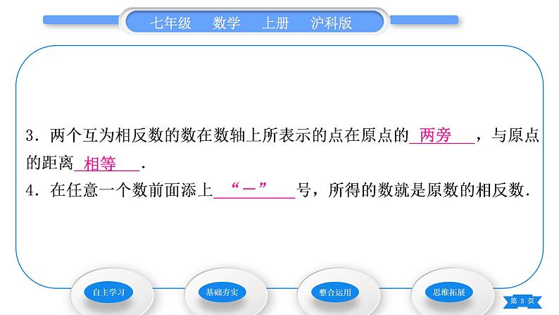 沪科版七年级数学上第1章有理数1.2数轴、相反数和绝对值第2课时相反数习题课件第3页