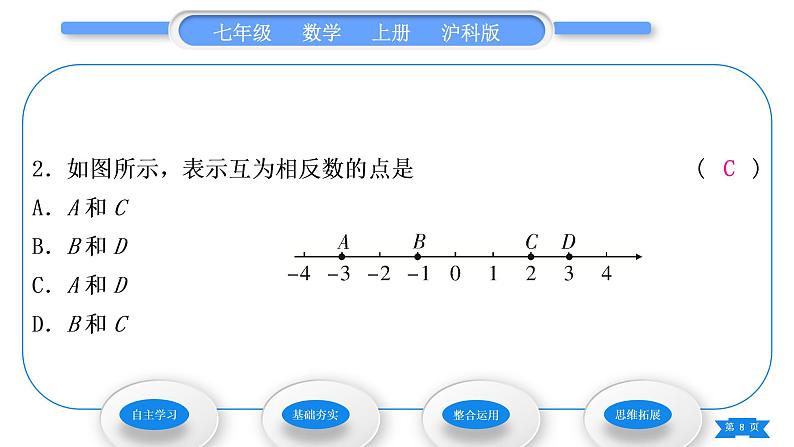 沪科版七年级数学上第1章有理数1.2数轴、相反数和绝对值第2课时相反数习题课件第8页