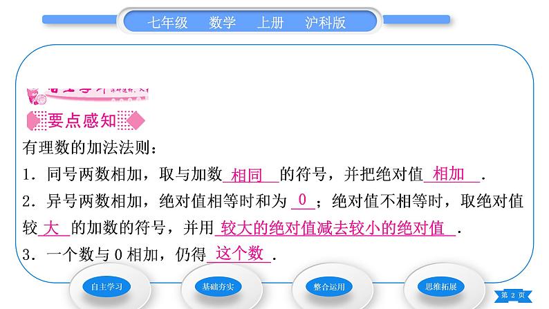 沪科版七年级数学上第1章有理数1.4有理数的加减1.4.1有理数的加法习题课件02