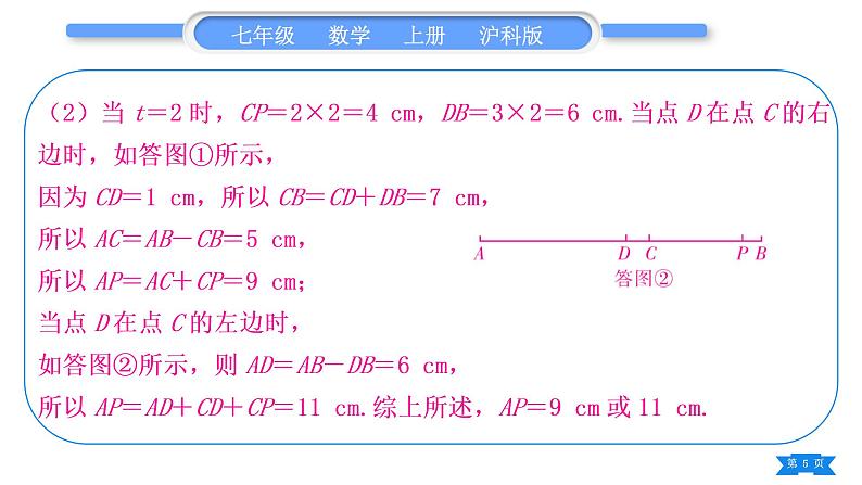 沪科版七年级数学上第4章直线与角知能素养小专题(六)线段计算中的动点问题习题课件05