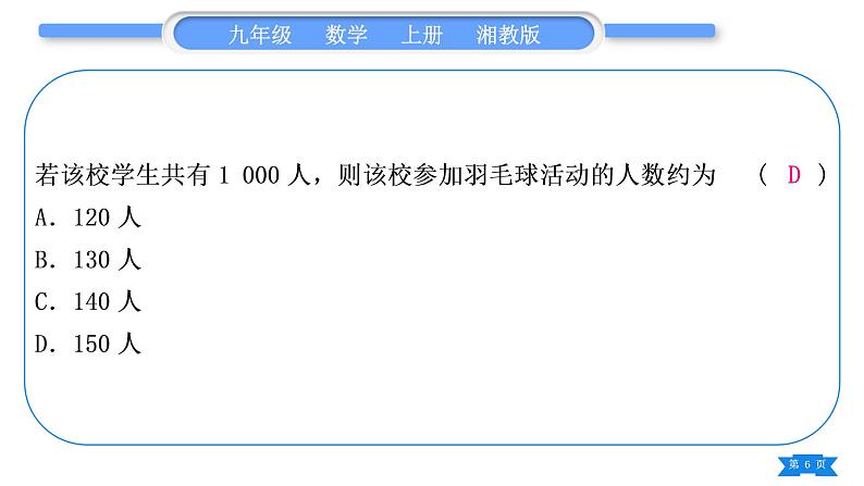 湘教版九年级数学上单元周周测(八)(5.1－5.2)习题课件第6页
