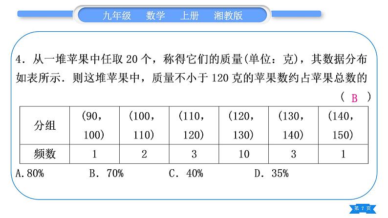 湘教版九年级数学上单元周周测(八)(5.1－5.2)习题课件第7页