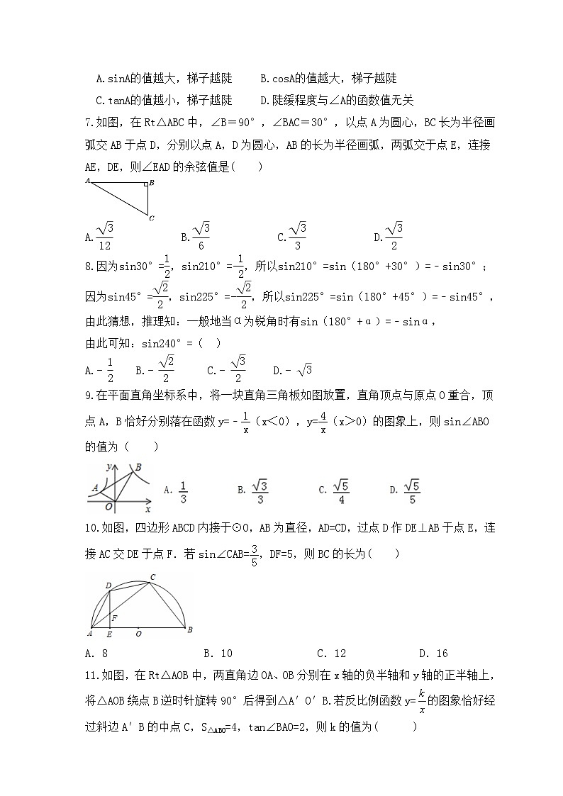 中考数学一轮考点复习几何图形《锐角三角函数》精练(原卷版)第2页