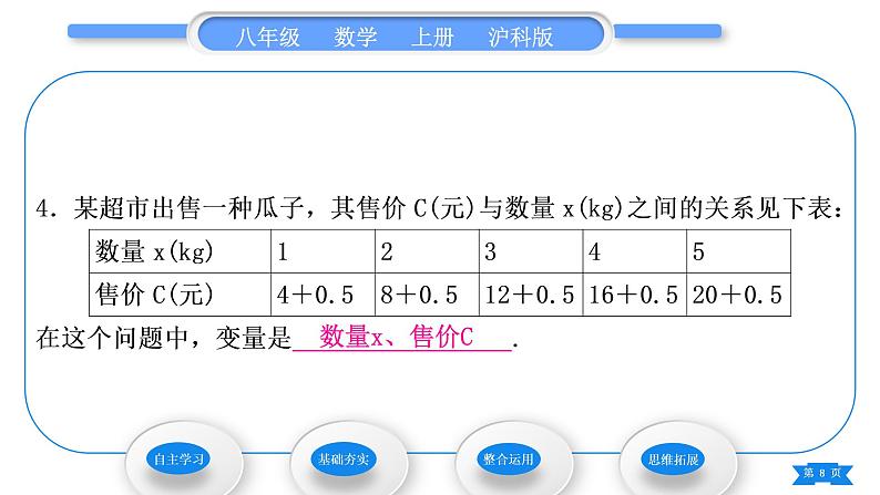 沪科版八年级数学上第12章一次函数12.1函数第1课时函数的概念(习题课件)08