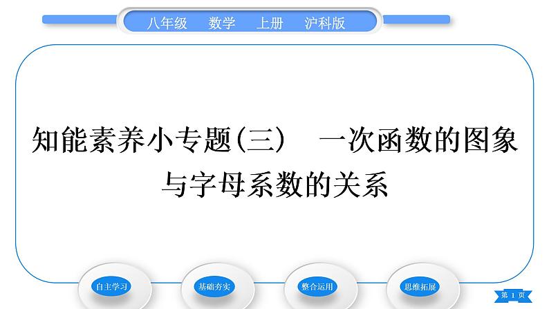 沪科版八年级数学上第12章一次函数12.2一次函数知能素养小专题(三)一次函数的图象与字母系数的关系(习题课件)第1页