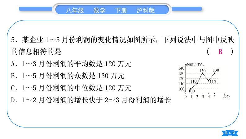 沪科版八年级数学下单元周周测(八)(20.1－20.3)习题课件06