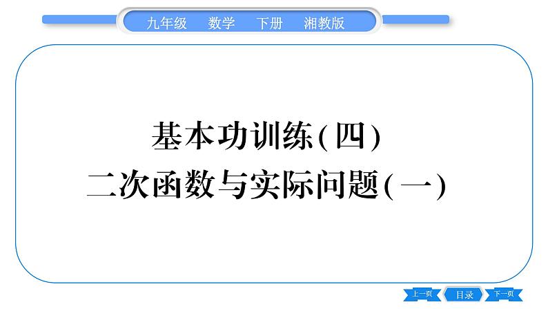 湘教版九年级数学下专项基本功训练(四)二次函数与实际问题(一)习题课件01