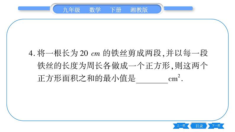 湘教版九年级数学下专项基本功训练(五)二次函数与实际问题(二)习题课件06