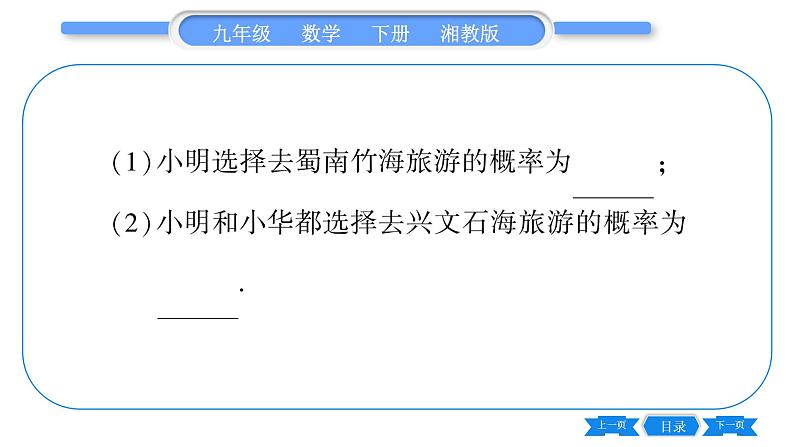 湘教版九年级数学下专项基本功训练{十四)概率的计算习题课件第3页