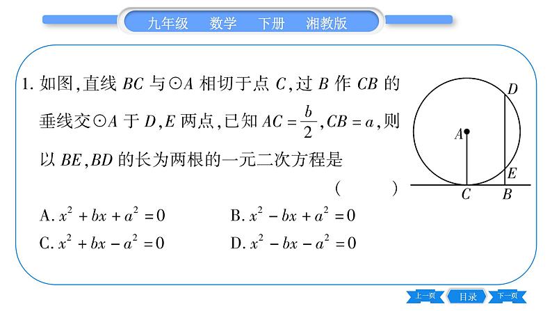 湘教版九年级数学下专项基本功训练(九)切线的性质及判定(一)习题课件02