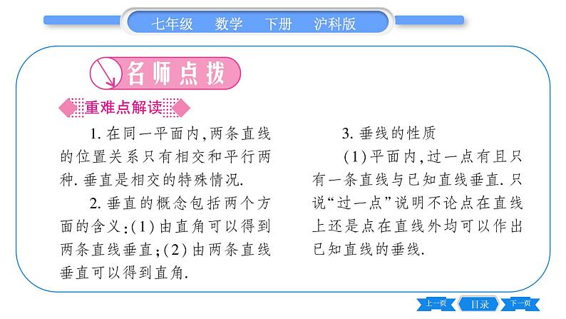 沪科版七年级数学下第10章相交线、平行线与平移10.1 相交线第2课时 垂线及其浓本事实习题课件02