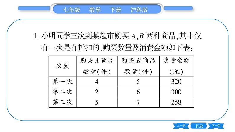 沪科版七年级数学下专项基本功训练(四)一元一次不等式(组)的应用习题课件02