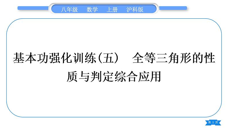 沪科版八年级数学上第14章全等三角形基本功强化训练(五)全等三角形的性质与判定综合应用(习题课件)01