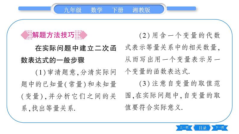 湘教版九年级数学下第1章 二次函数1.1二次函数习题课件03