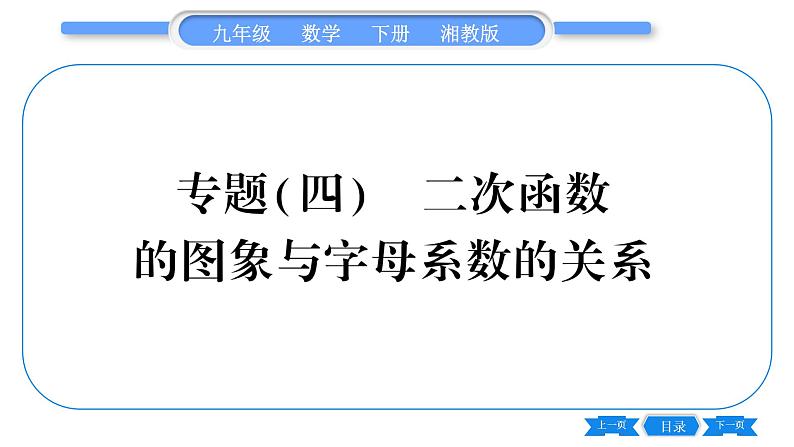 湘教版九年级数学下第1章 二次函数专题(四)二次函数的图象与字母系数的关系习题课件01