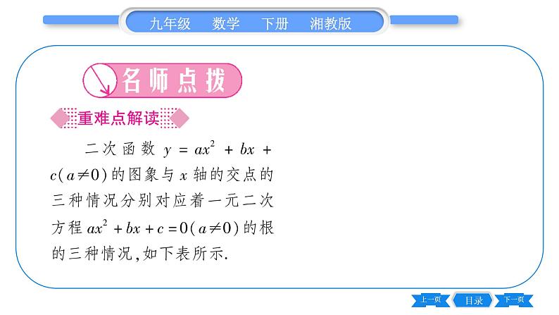 湘教版九年级数学下第1章 二次函数1.4二次函数与一元二次方程的联系习题课件02