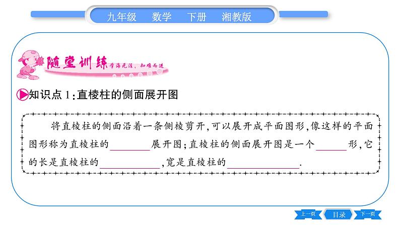 湘教版九年级数学下第3章投影与视图3.2直棱柱、圆锥的侧面展开图习题课件第5页