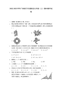 广西壮族自治区南宁市宾阳县2022-2023学年九年级上学期期中数学试卷 （含答案）