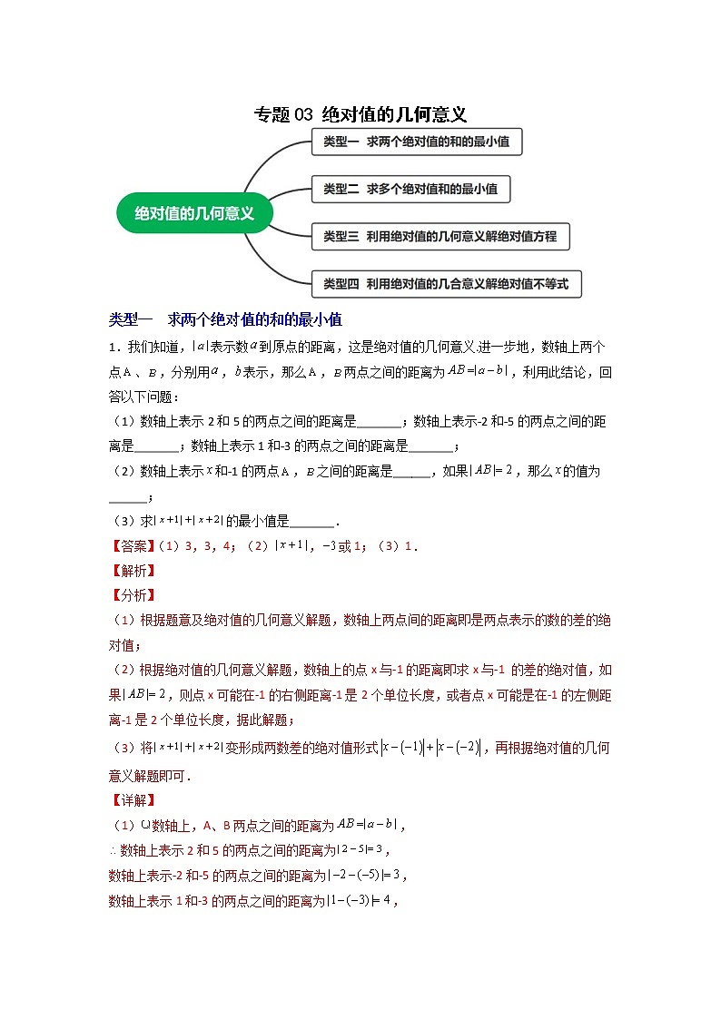 专题03 绝对值的几何意义（解析版）第1页