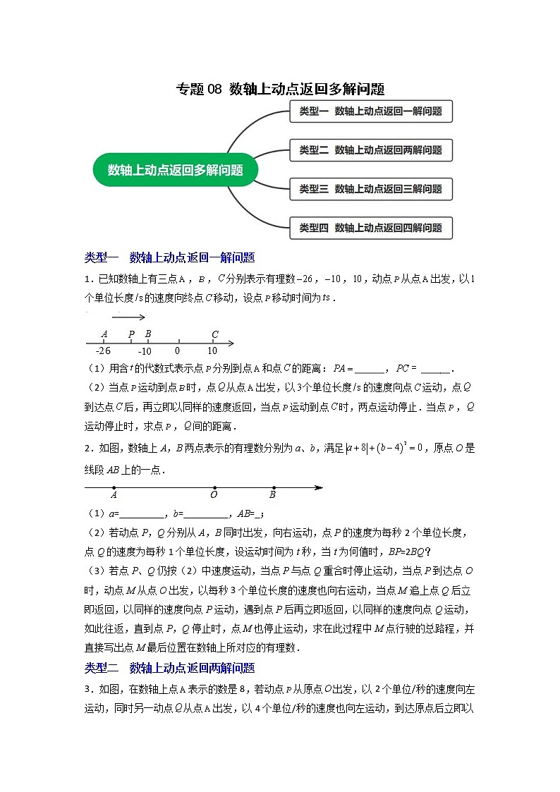 专题08 数轴上动点返回多解问题01