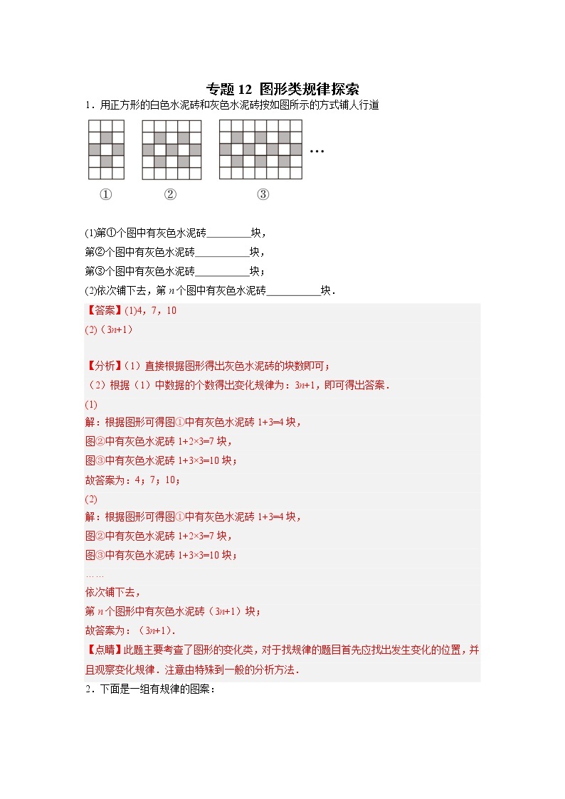 专题12 图形类规律探索01