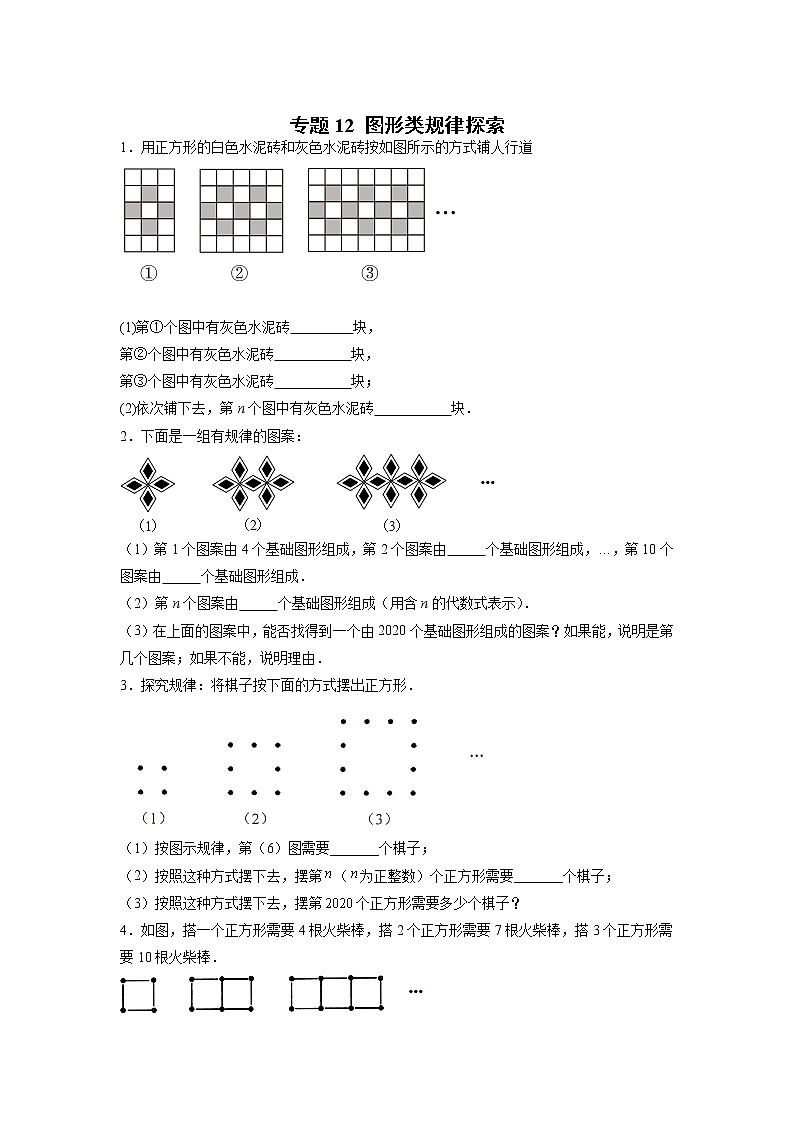 专题12 图形类规律探索（原卷版）第1页