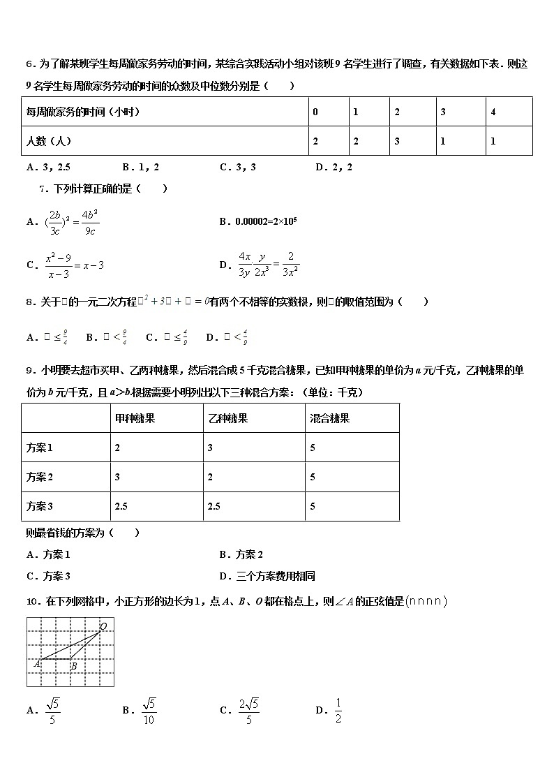 新疆新源县达标名校2021-2022学年中考数学四模试卷含解析02