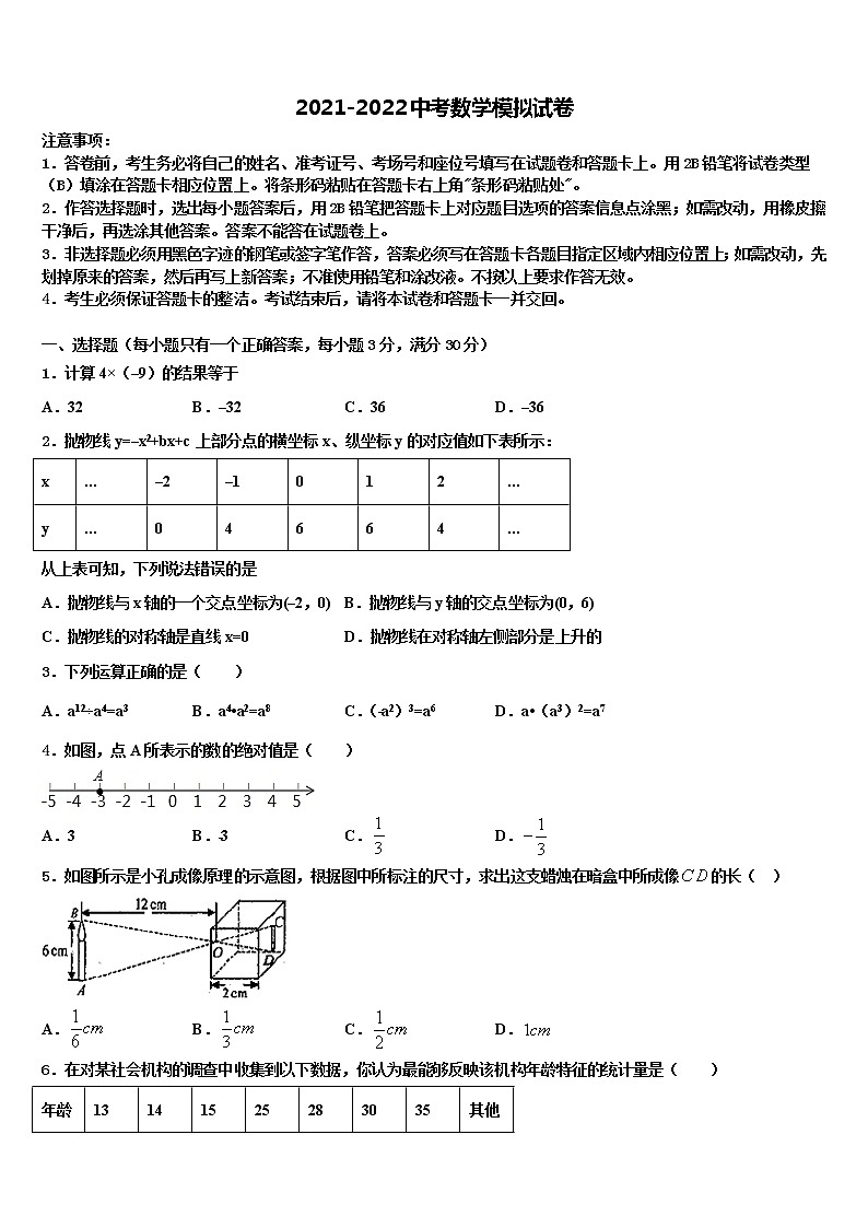 云南省红河哈尼族彝族自治州市级名校2021-2022学年中考三模数学试题含解析第1页