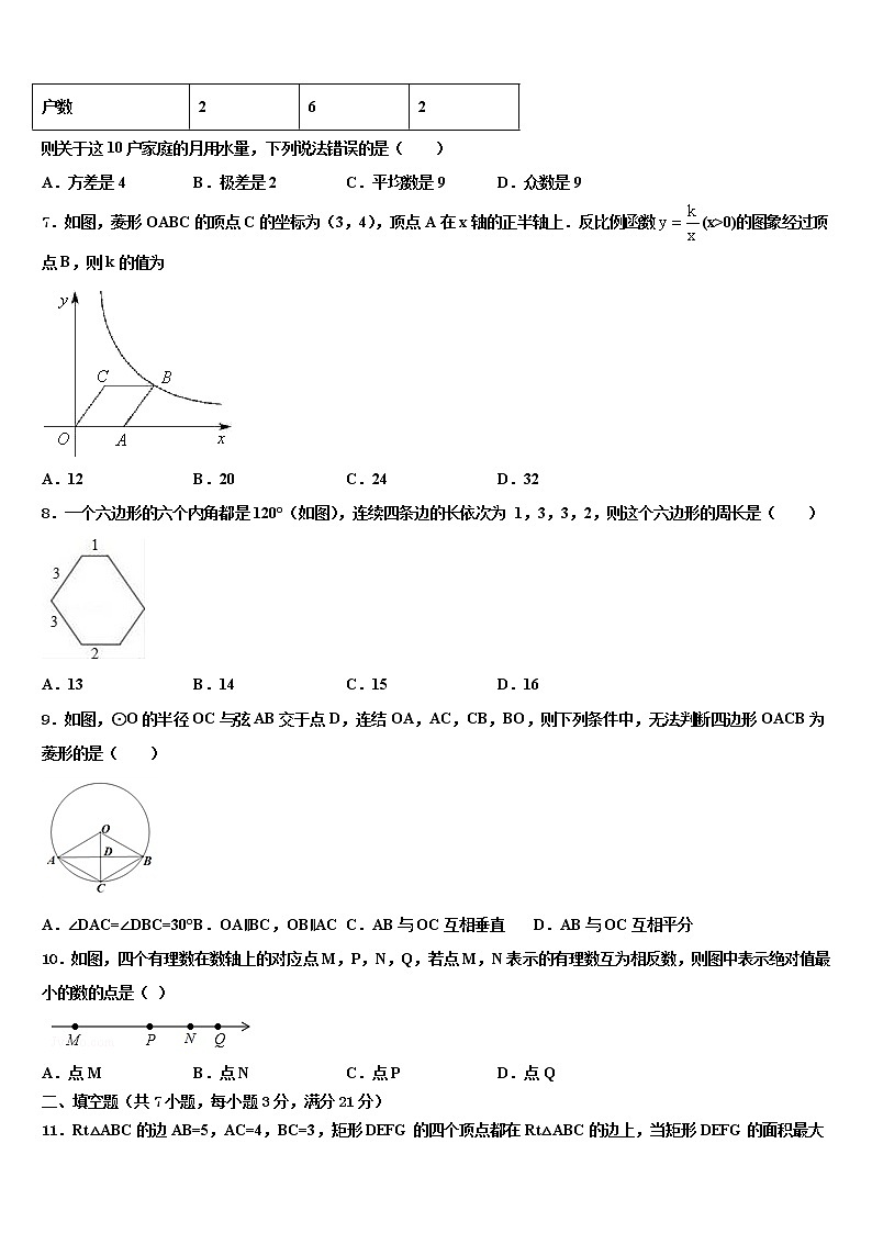云南省昆明市官渡区第一中学2022年中考数学模拟预测试卷含解析02