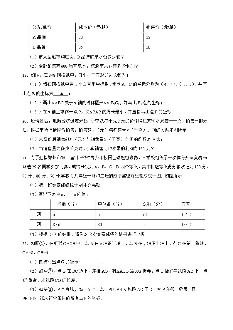 江西省吉安市青原区2022年八年级上学期期末数学试题及答案03
