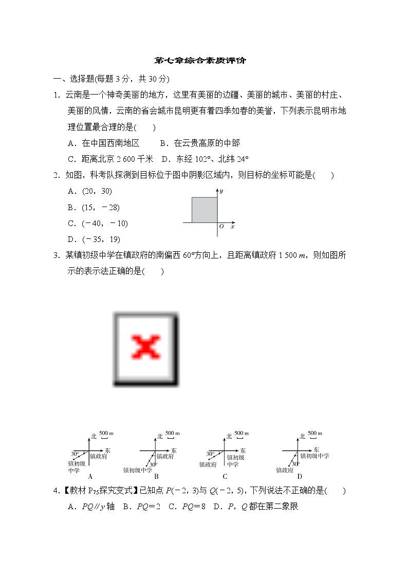 人教版七年级数学下册第七章综合素质评价含答案第1页