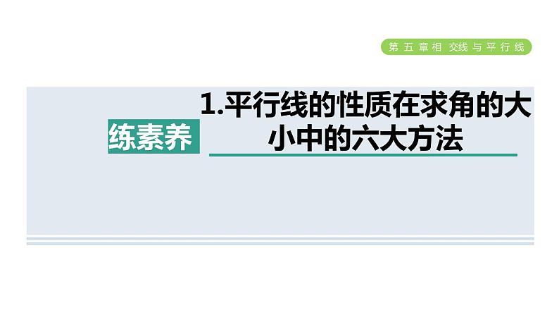 人教版七年级数学下册集训课堂练素养1.平行线的性质在求角的大小中的六大方法课件01