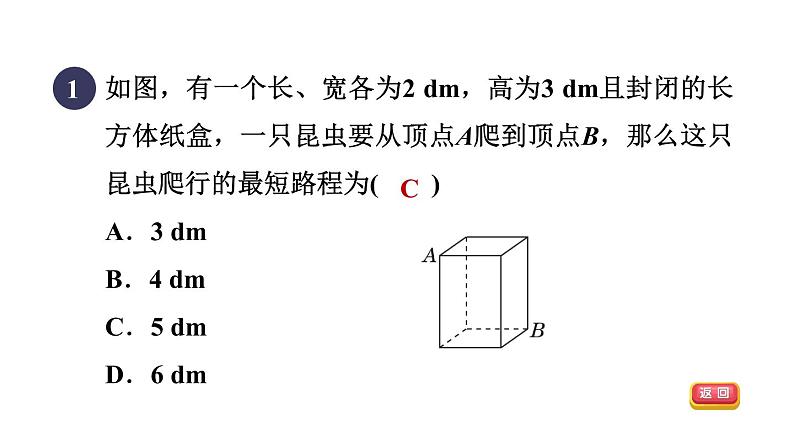 人教版数学八年级下册17.1.2目标二勾股定理在求最短距离中的应用课件第3页