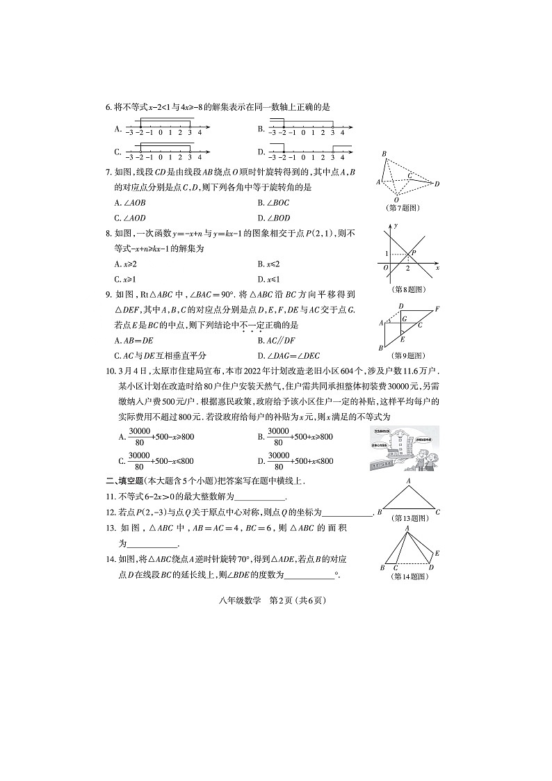 太原市第六十六中学校2021-2022学年八年级下学期期中考试数学试卷(含答案)第2页