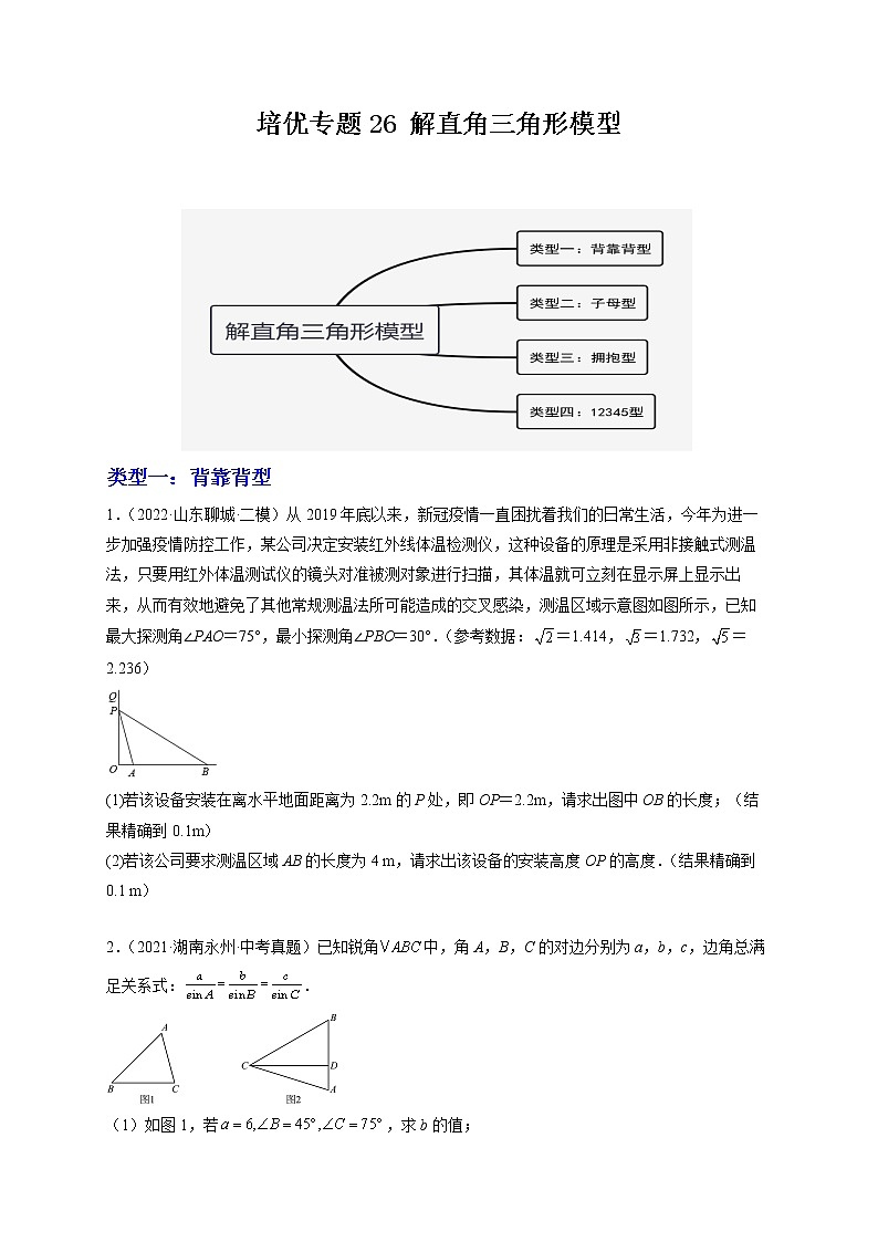 培优专题26 解直角三角形模型-原卷版第1页