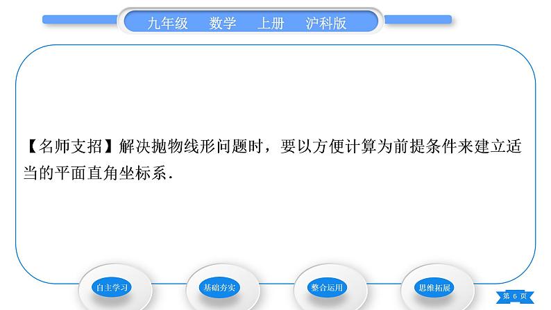 沪科版九年级数学上第21章二次函数与反比例函数21.4二次函数的应用第2课时二次函数在抛物线形建筑问题中的应用习题课件06