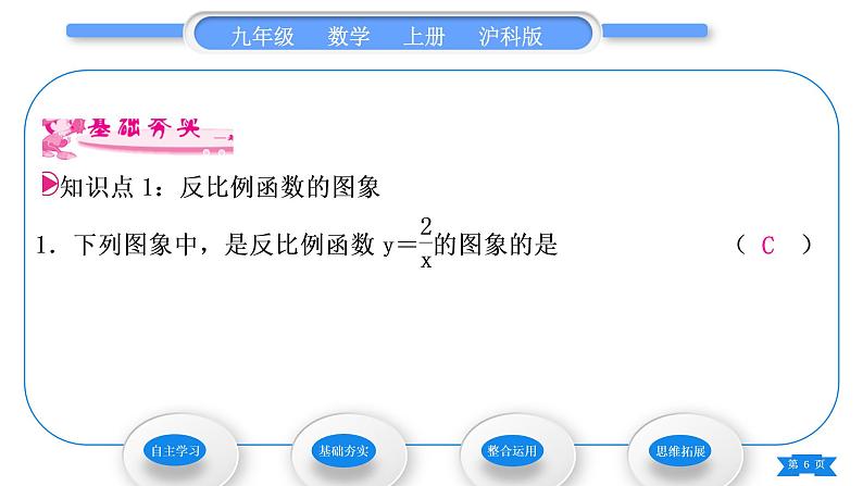 沪科版九年级数学上第21章二次函数与反比例函数21.5反比例函数第2课时反比例函数的图象和性质习题课件06