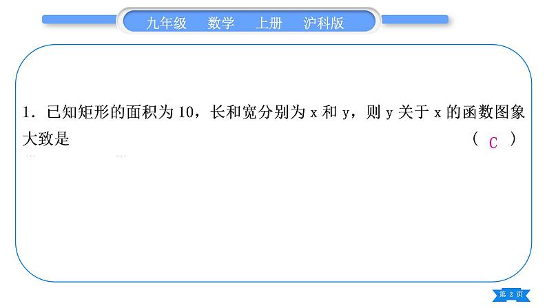 沪科版九年级数学上第21章二次函数与反比例函数基本功强化训练(二)反比例函数的实际应用习题课件第2页