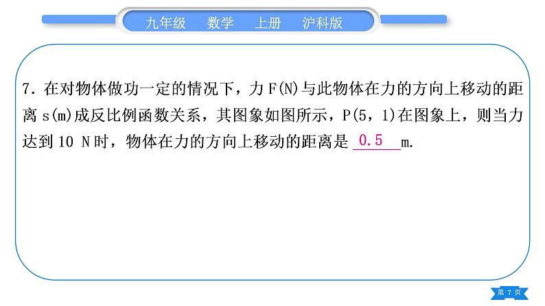 沪科版九年级数学上第21章二次函数与反比例函数基本功强化训练(二)反比例函数的实际应用习题课件第7页