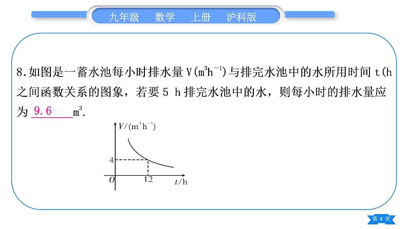 沪科版九年级数学上第21章二次函数与反比例函数基本功强化训练(二)反比例函数的实际应用习题课件第8页