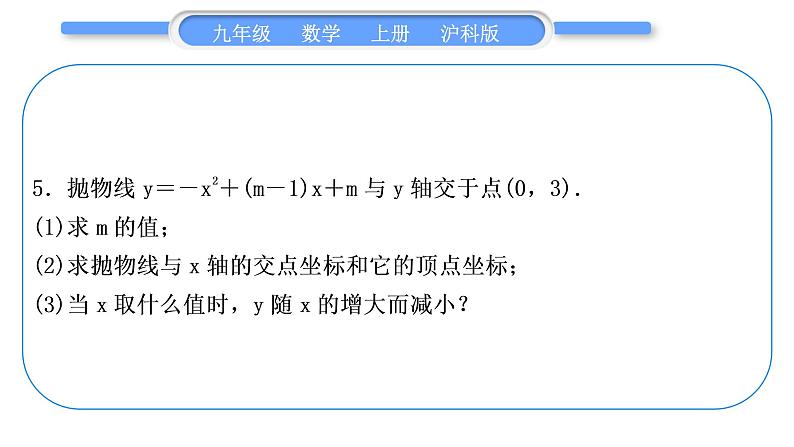 沪科版九年级数学上第21章二次函数与反比例函数章末复习与提升习题课件第6页