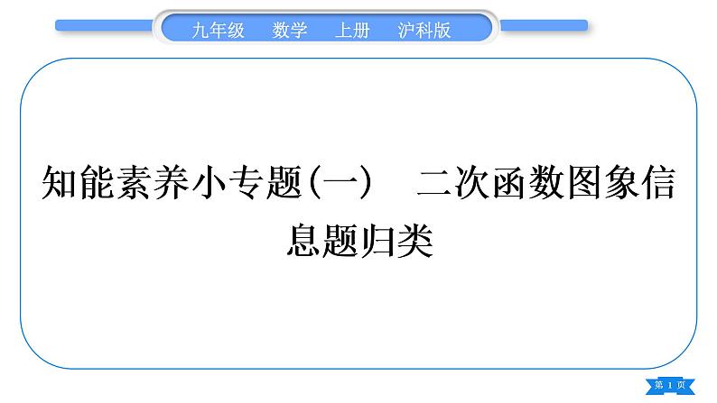 沪科版九年级数学上第21章二次函数与反比例函数知能素养小专题(一)二次函数图象信息题归类习题课件第1页