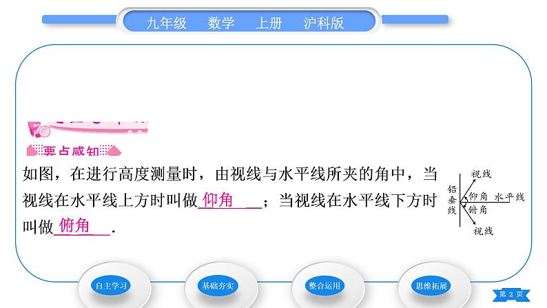 沪科版九年级数学上第23章解直角三角形23.2解直角三角形及其应用第2课时仰角、俯角问题习题课件第2页