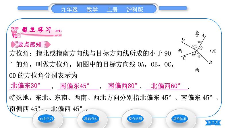 沪科版九年级数学上第23章解直角三角形23.2解直角三角形及其应用第3课时方位角问题习题课件第2页