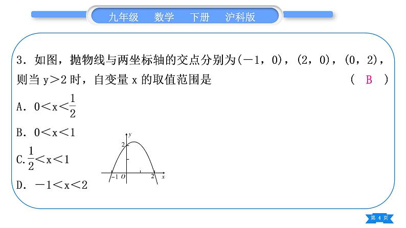 沪科版九年级数学下期末复习专题(一)二次函数习题课件第4页