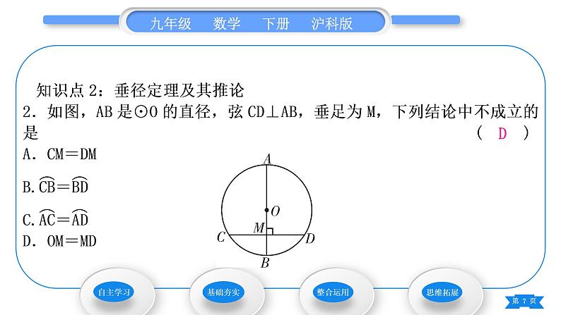 沪科版九年级数学下第24章圆24.2.1垂径分弦习题课件第7页